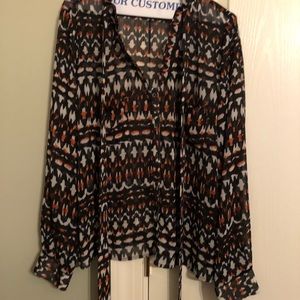 Long sleeve sheer blouse